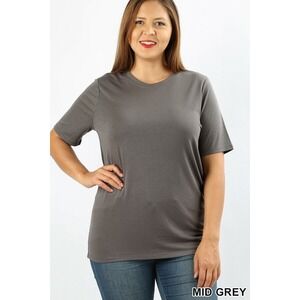 Women's Plus Size T-shirt by Zenana Gray Size 1X Short Sleeve‎ T-Shirt